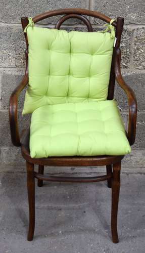 An antique Bentwood wooden chair with attached cushions 89 x...