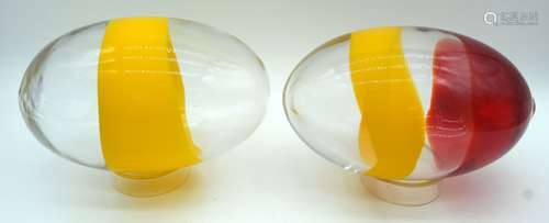 Two large vintage Murano glass eggs 23cm .(2).