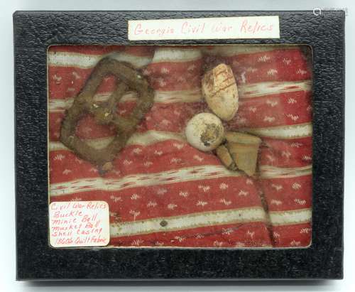 A small cased collection of American Civil war relics from G...