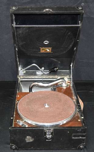 An antique cased His masters voice Gramophone 15 x 41cm.