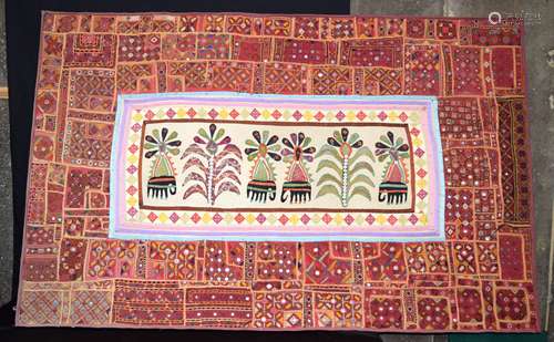 A huge Rajasthani/Indian embroidered screen . 118 x 185 cm.