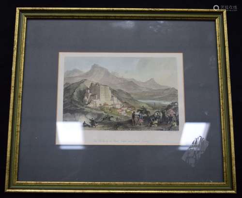 A framed hand coloured engraving C1845 of a drawing by Allom...