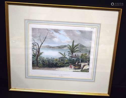 A framed 19th Century coloured etching of Celebes, Indonesia...