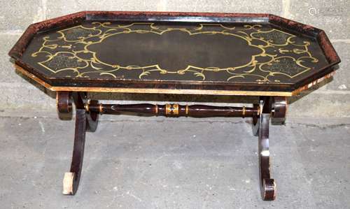 A Regency style X frame side table 46 x 103 x 60 cm.