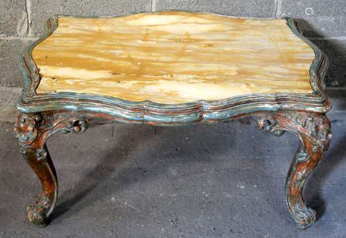 A small George III marble top painted table 50 x 98 x 70cm.