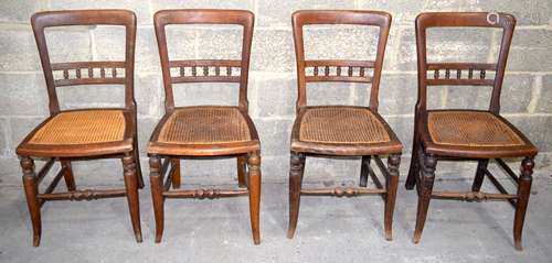 A collection of four 19th Century Elm dining chairs 88 x 46 ...