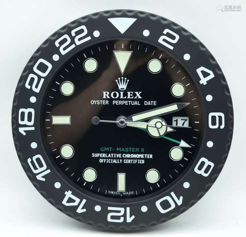 A contemporary Rolex dealership clock 34cm