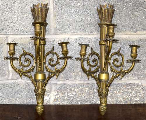 A pair of bronze candle sconces 50 x 30cm. (2)