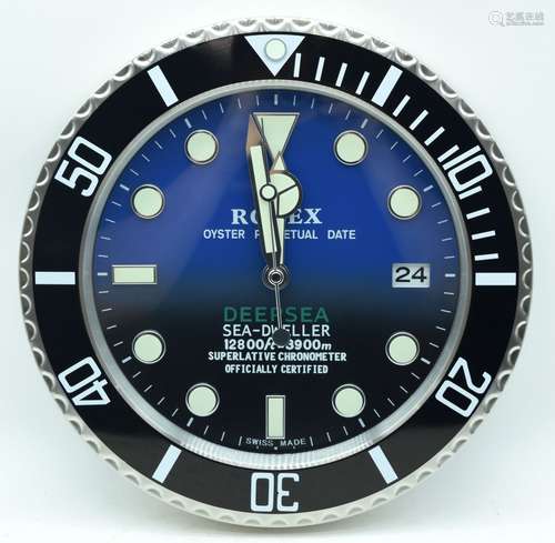 A contemporary Rolex dealership clock 34cm