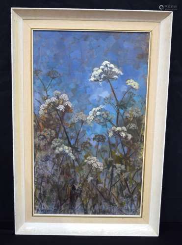 A framed Oil on board by Michael Cadmine of wild flowers . 7...
