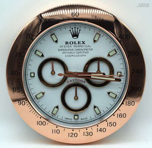 A contemporary Rolex dealership clock 34cm