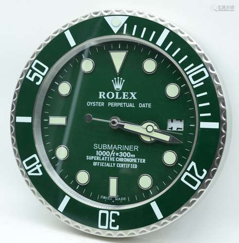 A contemporary Rolex dealership clock 34cm