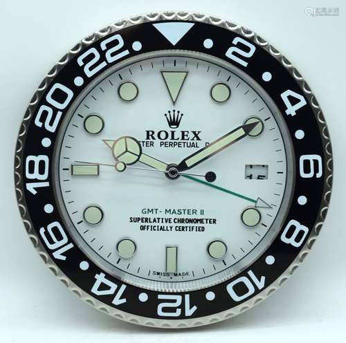 A contemporary Rolex dealership clock 34cm