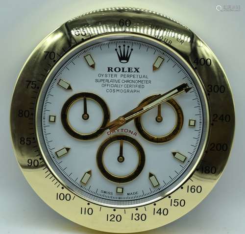 A contemporary Rolex dealership clock 34cm