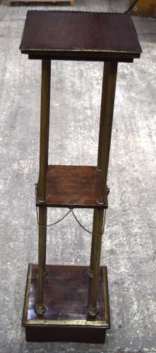 A Italian 2 tier mahogany and brass stand 107 x 30 x 30cm .