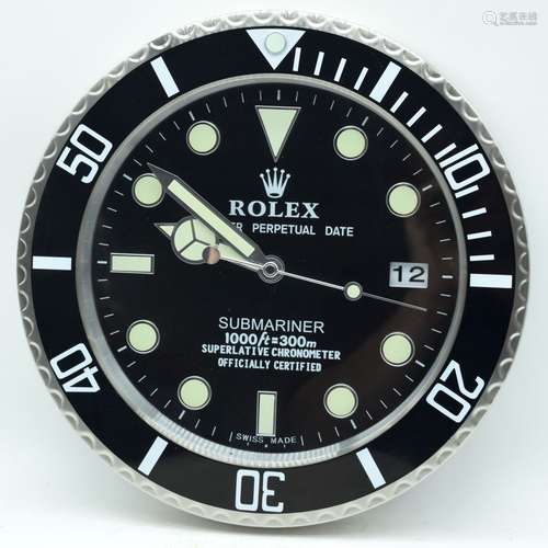 A contemporary Rolex dealership clock 34cm