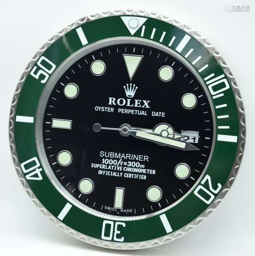 A contemporary Rolex dealership clock 34cm