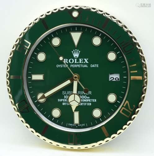 A contemporary Rolex dealership clock 34cm