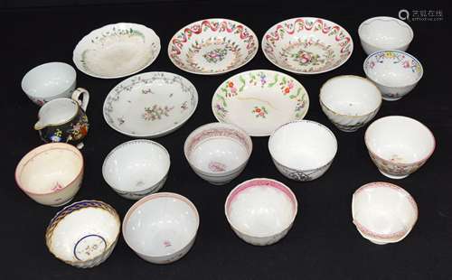 A collection of English 18th Century porcelain tea ware. Lar...