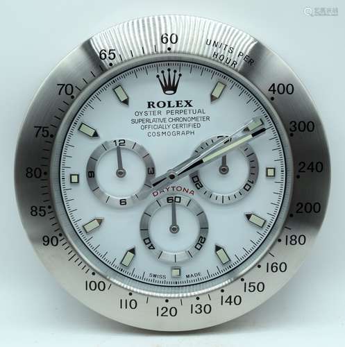 A contemporary Rolex dealership clock 34cm