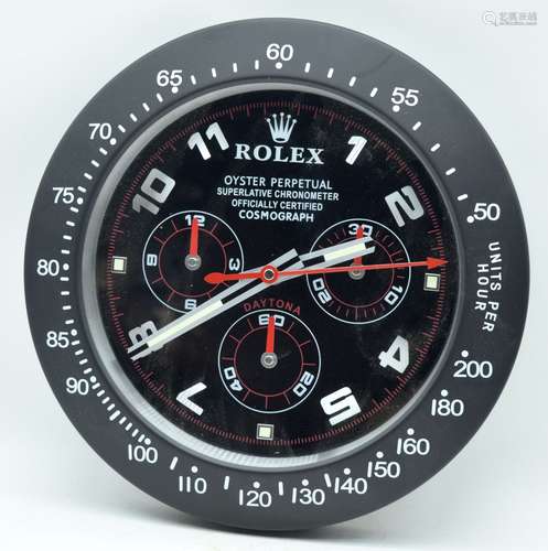 A contemporary Rolex dealership clock 34cm