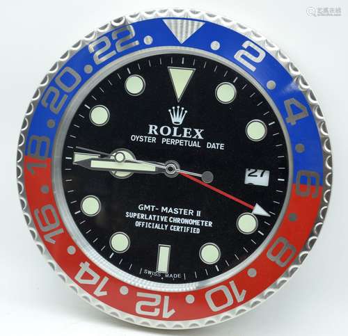 A contemporary Rolex dealership clock 34cm