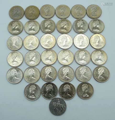 A collection of Queen Elizabeth II Crown coins 4th August 19...