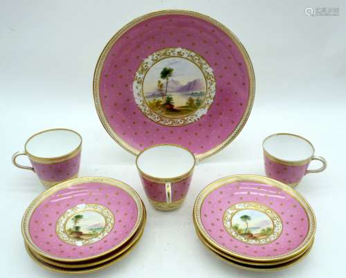 A collection of Derby porcelain desert ware 23cm (10).