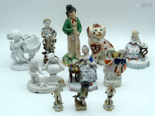 A collection of English and continental porcelain figures 22...