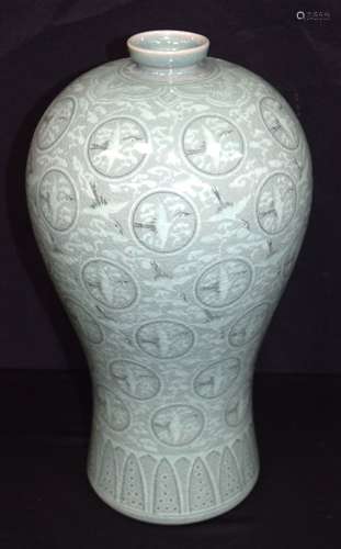 A Korean porcelain Meiping shape vase decorated with storks ...