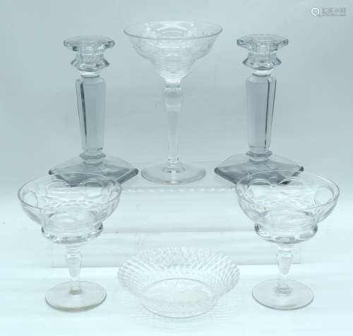 A collection of glass ware including Stuart crystal, antique...