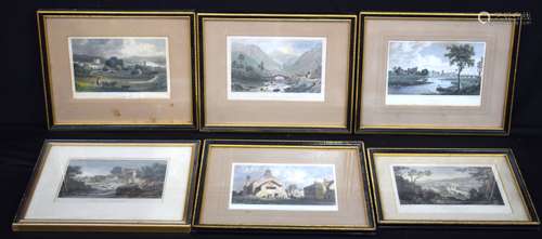 A collection of 19th century coloured engravings of Welsh la...