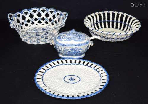 A collection of Lattice work Pearl ware and a lidded sauce p...