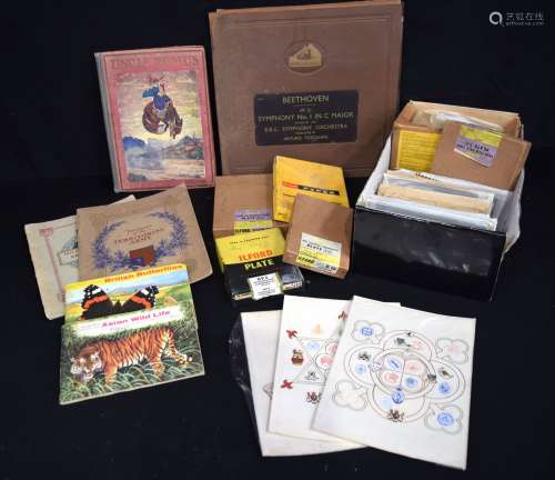 A miscellaneous lot with a cased Beethoven 78 record, togeth...