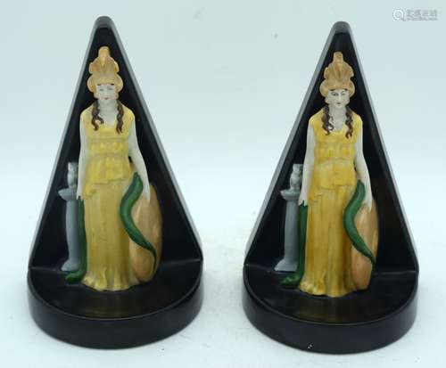 A pair of Carlton ware Egyptian style porcelain book ends 19...