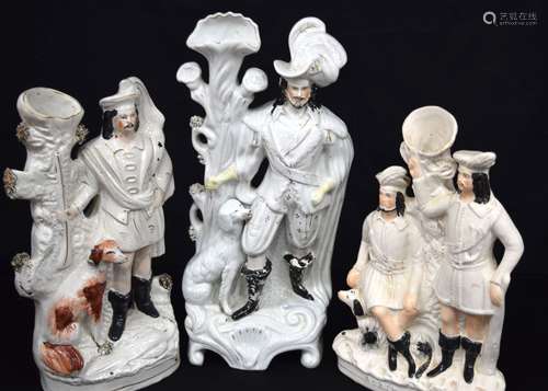 A collection of Staffordshire flat back figures in the form ...