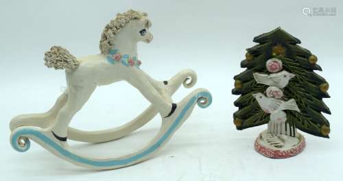 A mid century studio pottery rocking horse by Sylvi Nesbit t...