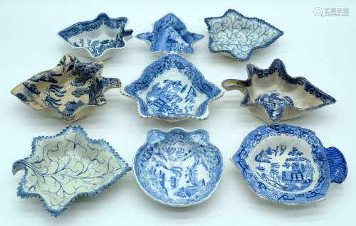 A collection of English 18th Century Pearl ware pickle dishe...