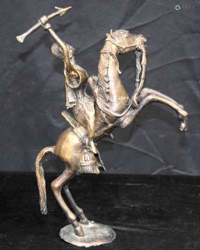 An African Tribal Bukina bronze horse and rider 38cm. (2)