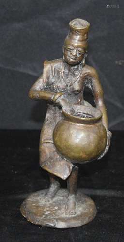 An African Tribal bronze figure of a female 19cm.