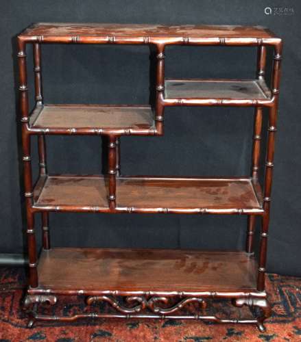 A Chinese hardwood snuff bottle display cabinet 56 x 46 x 17...