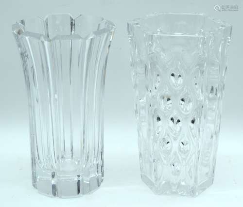 Two heavy Swedish Orrefors vases .25cm (2).