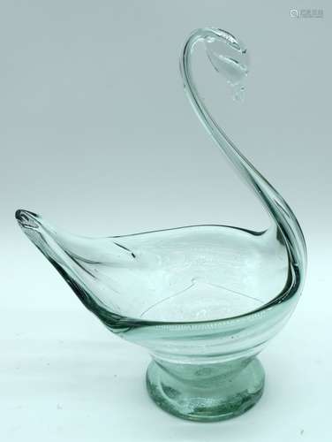 A large vintage glass swan possibly Murano 28cm