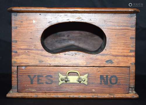 A vintage wooden yes/no ballot box possibly Masonic 17 x 25c...