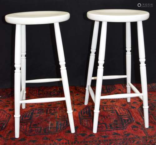A pair of painted pine stools 67 x 37 cm (2).