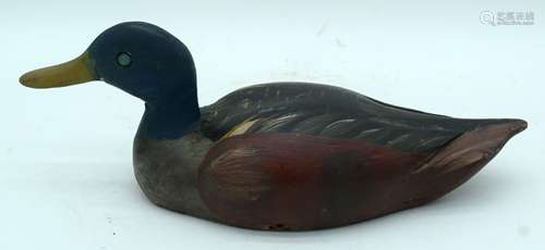 A vintage wooden decoy bird 34 cm.