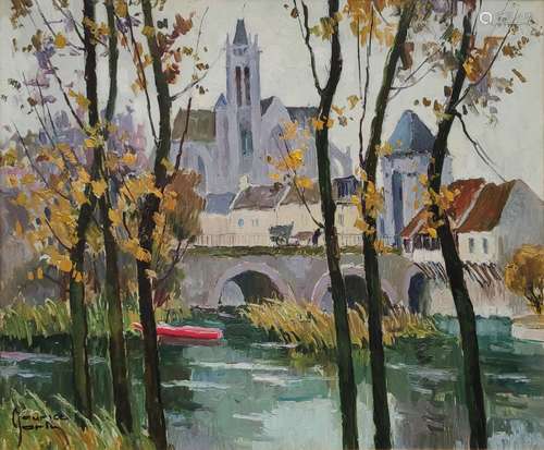 MAURICE-MARTIN (1894-1978) Vue de Moret sur Loing Huile sur ...