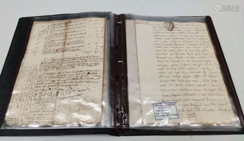 Ensemble de documents anciens manuscrits (environ 16) du XVI...