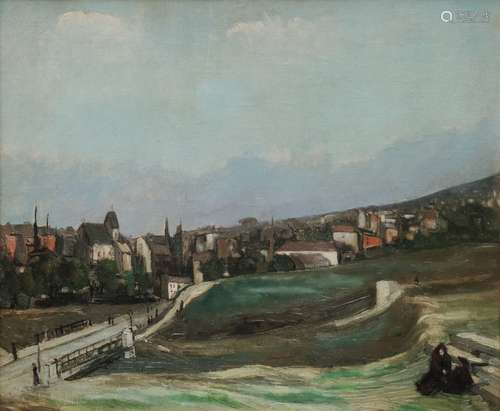 Alphonse QUIZET (1885-1955) Vue de Banlieue Huile sur carton...