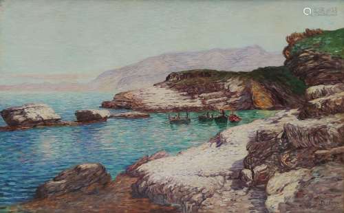 Léon DETROY (1857-1955) Crique en Provence Huile sur toile, ...